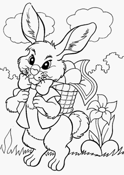 coloriage lapin portant des oeufs de paques